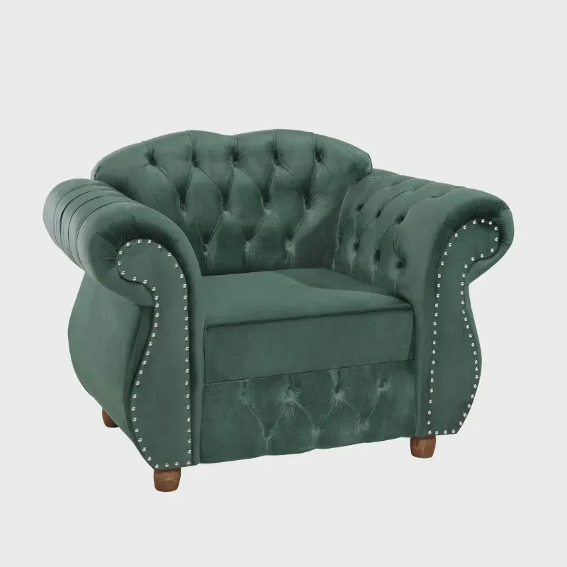 Duas Poltronas Chesterfield Merlo Suede Verde / decoração, sala tv estar, recepção