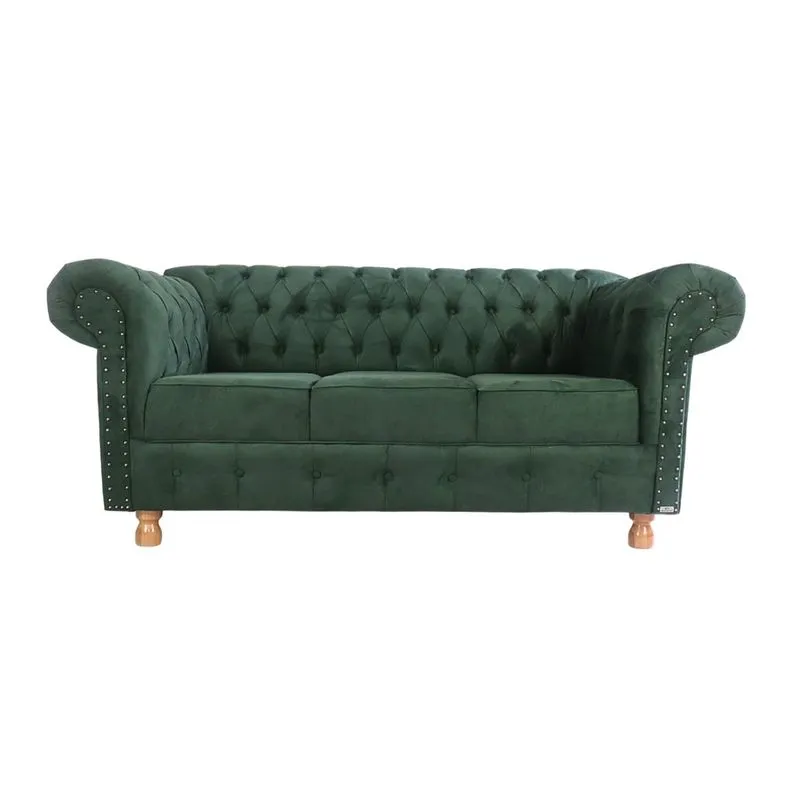Sofá Chesterfield Capitone Luis xv Suede Verde 2M / Decoracao, sala tv estar, recepçao
