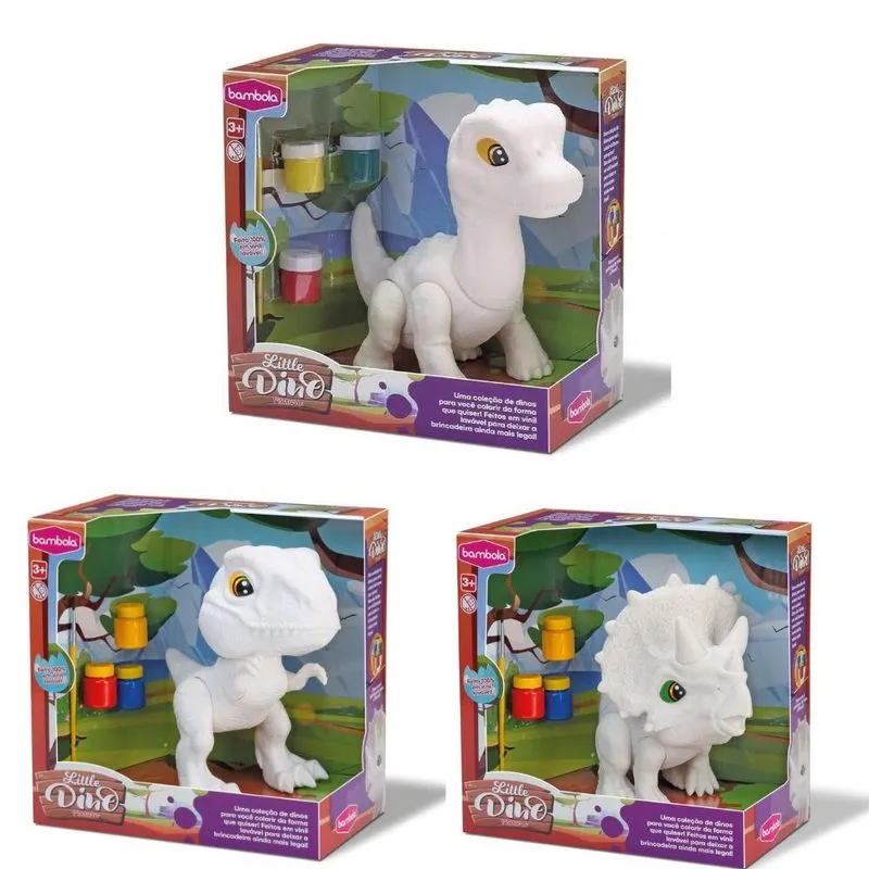 Kit 3 Bonecos Dinossauros Pintura Bambola