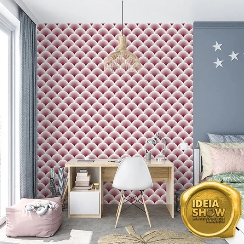 Papel Parede Adesivo Sala Quarto Geométrico Meia Lua Rose