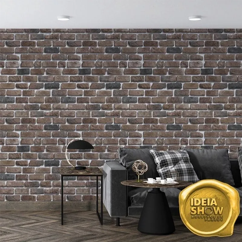 Papel De Parede Adesivo 3d Tijolo Marrom Envelhecido Rolo 3m