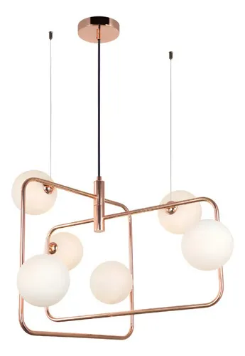 Luminária Pendente Globo Vidro Fosco Sala Mesa Ouro Rose 127/220v Ouro Rose