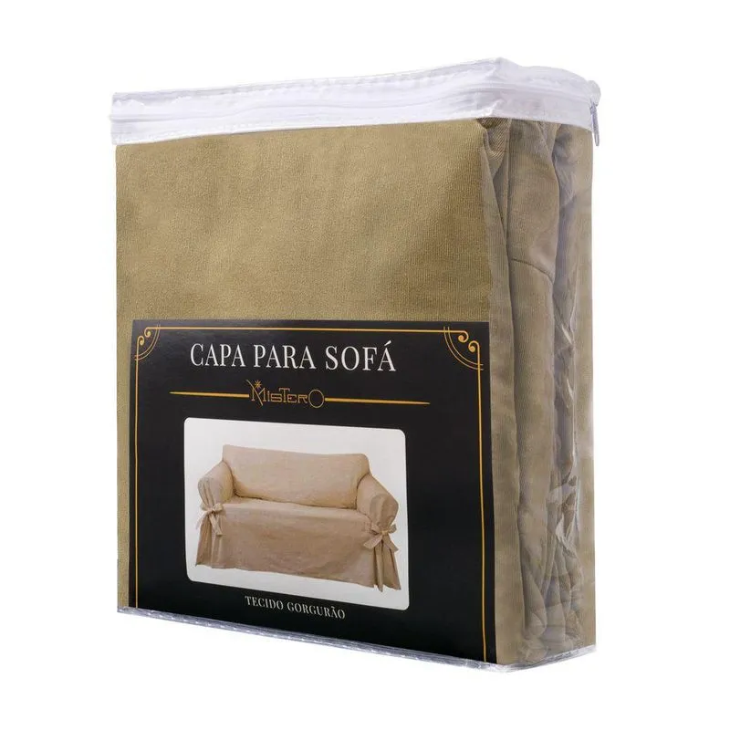 Protetor Para Sofá Luxo 4 Lugares Tecido Gorgurão Cor Caqui