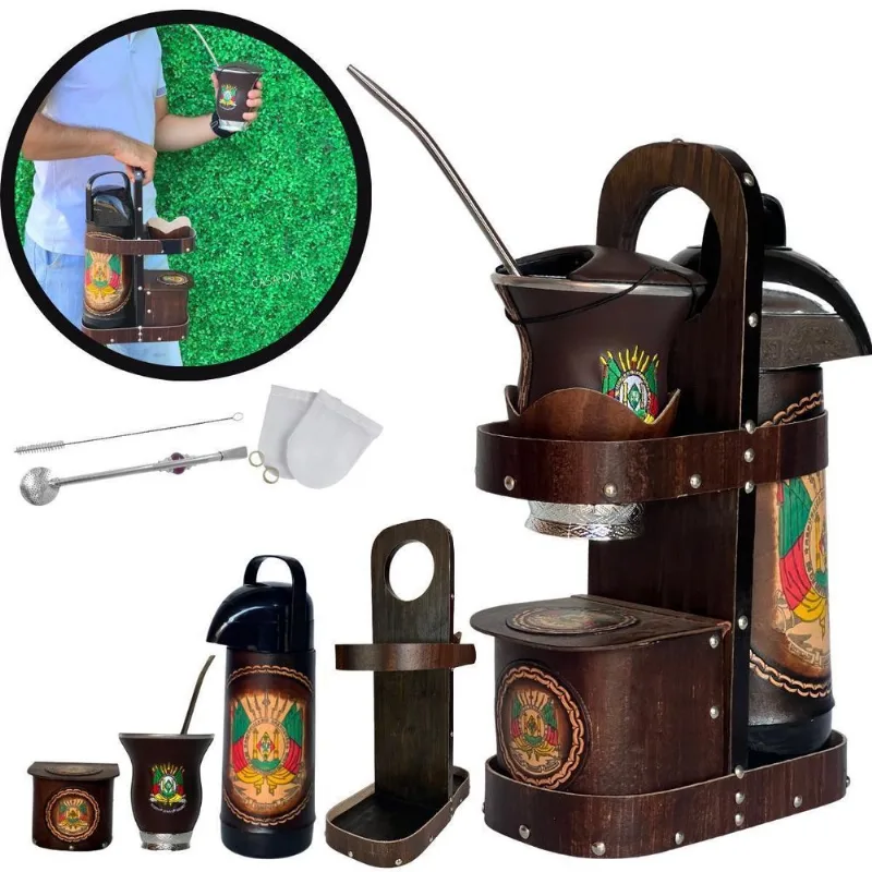 Kit Mateira Chimarrão Cuia Bomba Garrafa Térmico Mate 7 Pçs