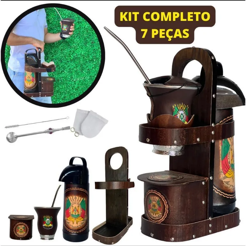 Kit Chimarrão Mateira Cuia Bomba Garrafa Térmica Choker 1l
