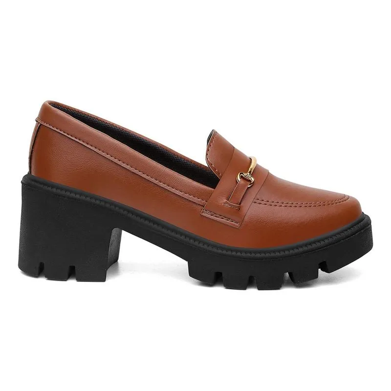 Mocassim Feminino Oxford Tratorado Confort Detalhe Metal