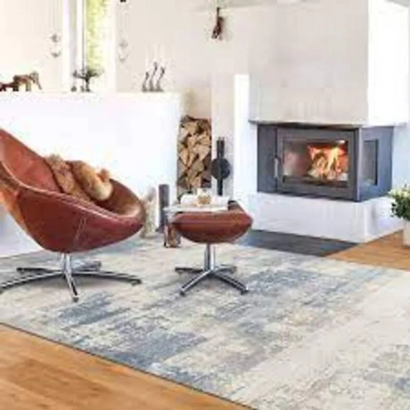 Tapete Turco Estonado Antilhas 140x200cm Des.9345 - Azul/bege