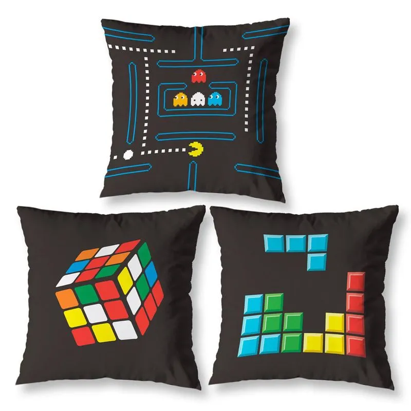 Kit 3 Capas De Almofada Com Zíper 40cm Cama Sofá Game