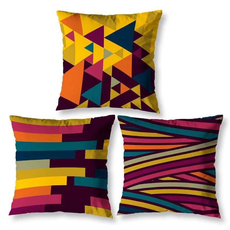 Kit 3 Capas De Almofada Com Zíper 40cm Cama Sofá Pastilhas