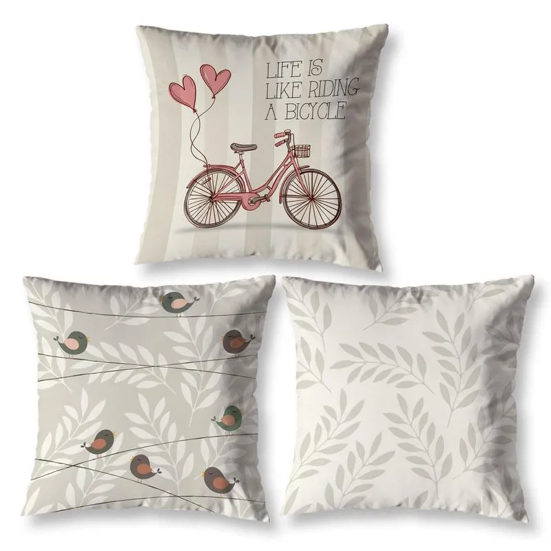 3 Capas De Almofada 40x40 Decoração Sala Quarto Bike