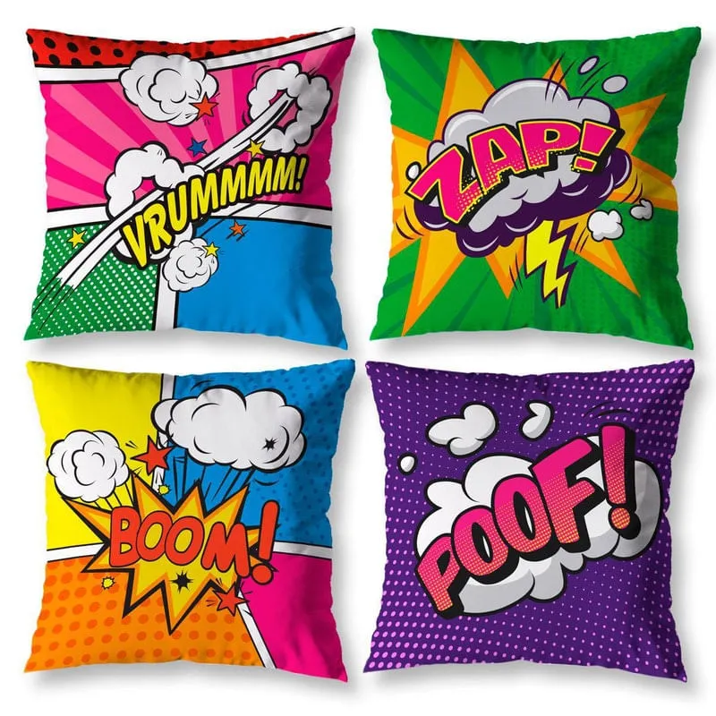 Kit 4 Capas De Almofada Com Zíper 40Cm Sala Quarto Pop