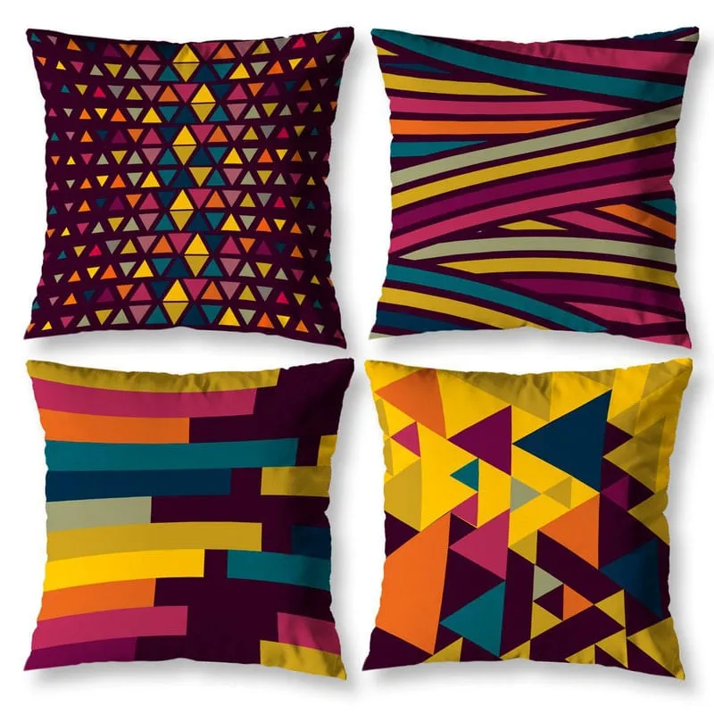 Kit 4 Capas De Almofada Estampa 40Cm Quadrada Sala Pastilhas