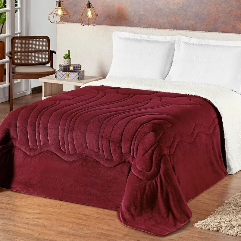 Cobertor Coberdrom King Manta Sherpa Inverno Edredom Vinho