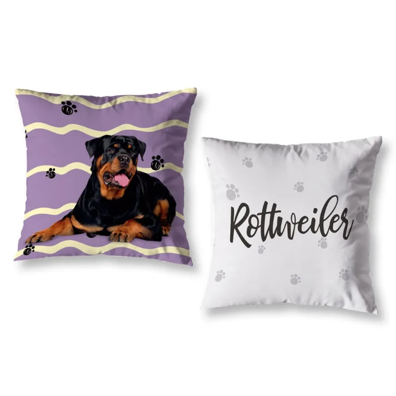 Kit 2 Capas de Almofada Pet Quarto Sala 40cm Rottweiler