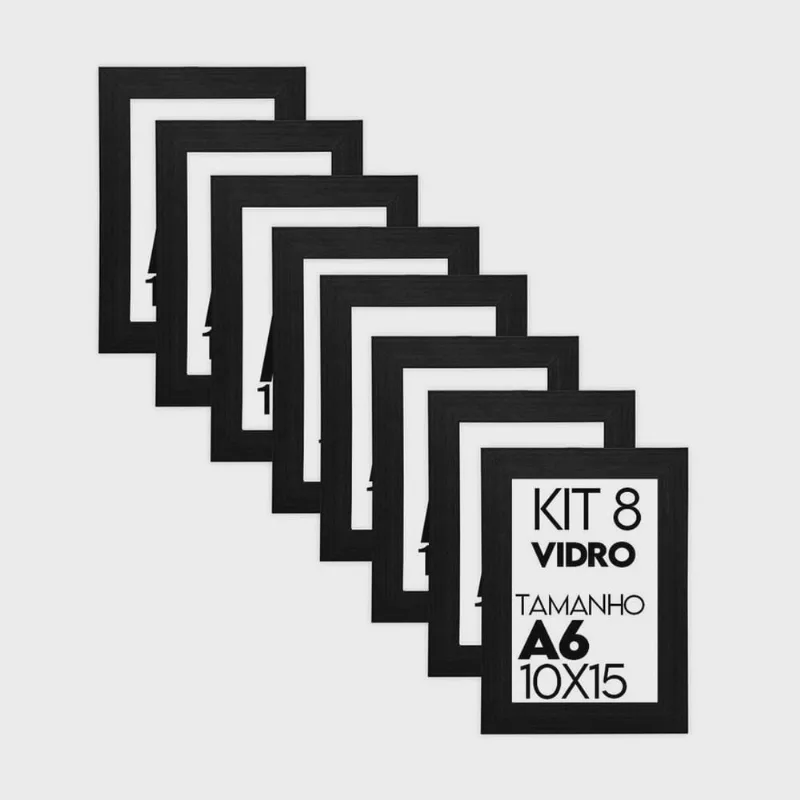 Porta Retrato de Vidro 10x15cm Kit com 8 Unidades Lembrancinha de Festa - caixa com 100 Unidade