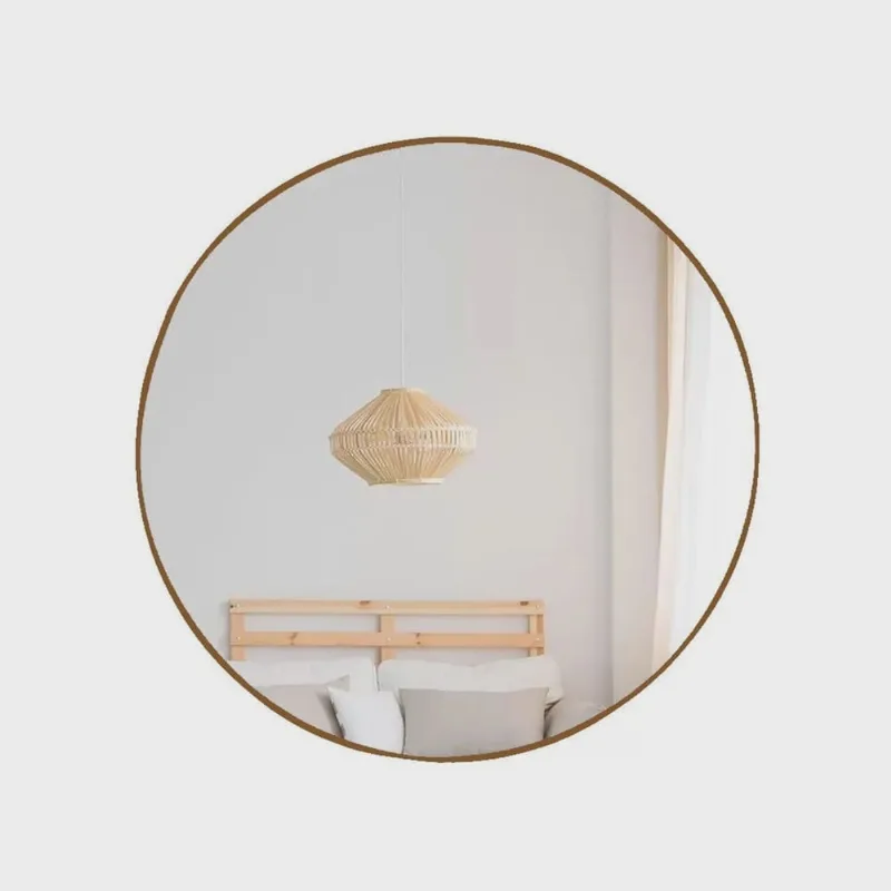 Espelho de Parede Redondo Decorativo 60cm para Quarto Sala Cozinha Caramelo