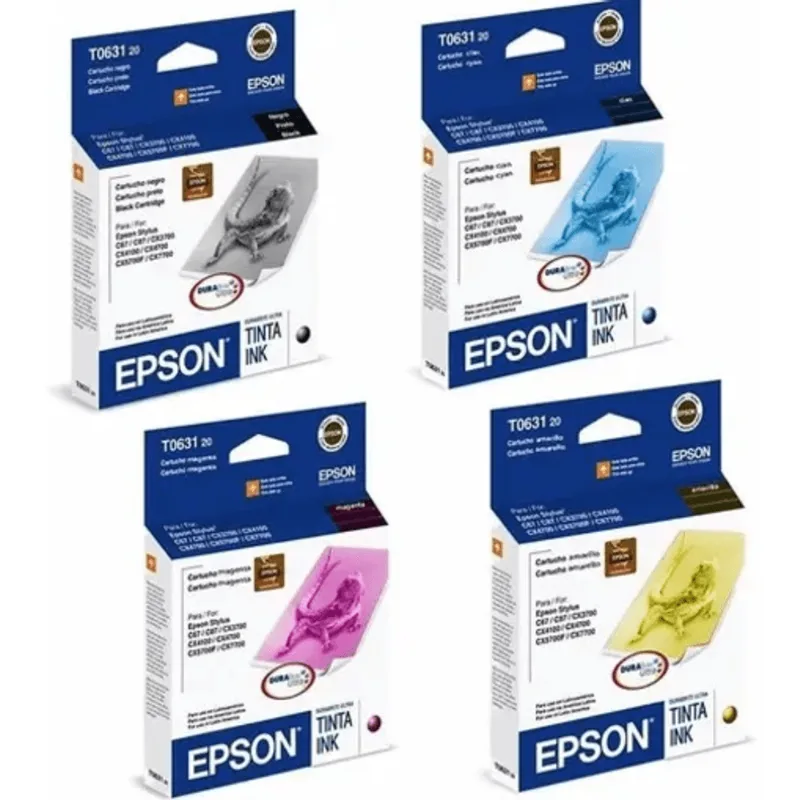 Cartucho De Tinta Epson To63120 Kit 4 Cores Preto, Magenta, Ciano, Amarelo | Epson Stylus C67 C87 Cx3700
