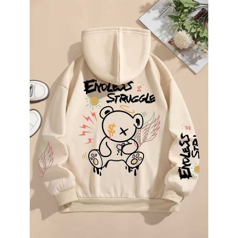 Moletom Feminino Casual Com Capuz Elashopp Bege M
