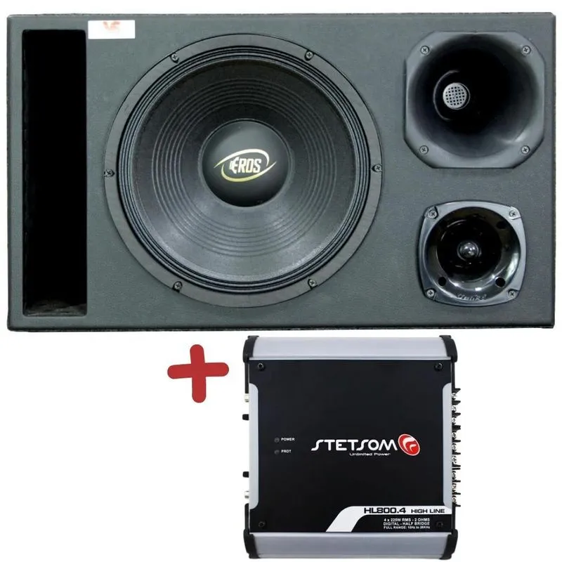 Caixa Trio 12'' Eros E-450 + Und400 + Unt400 Unlike + Hl800.4
