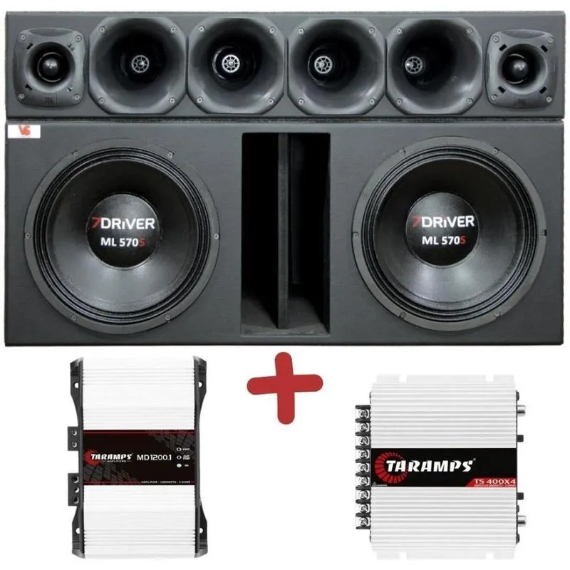 Caixa 2 7driver 12''+ Corneteira 4x2 St200 + D200x + Módulos