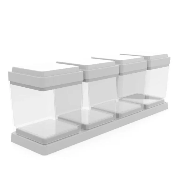 Porta Condimentos Temperos Com Suporte Quadrado Plástico