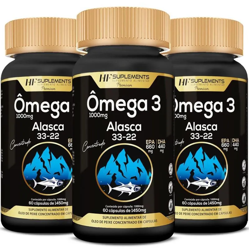 Kit 3x Omega 3 Ultra Concentrado Do Alasca 1450mg 60caps