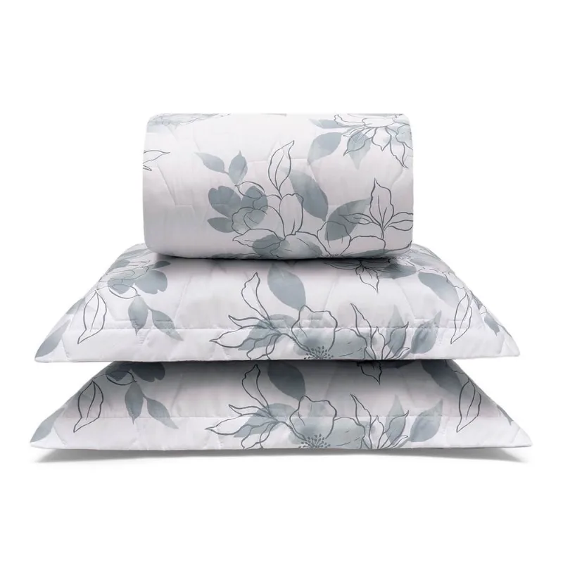 Cama Sonata Estampado Mírtia Microfibra Buettner Cobre Leito | Queen | Cinza