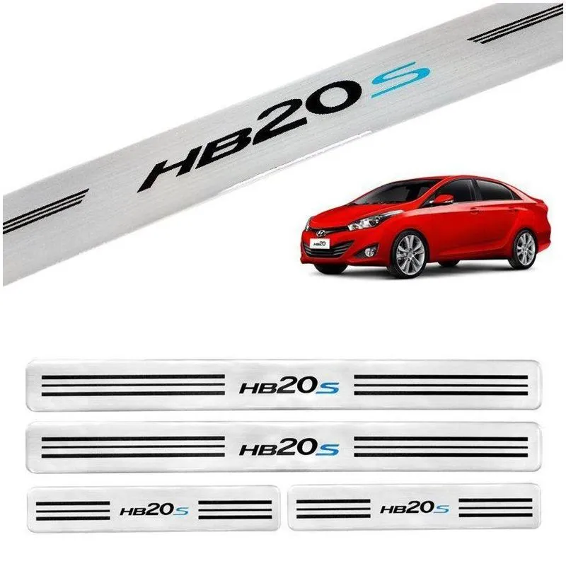 Jogo Soleira Resinada Hyundai Hb20 Sedan Prata Alto Brilho