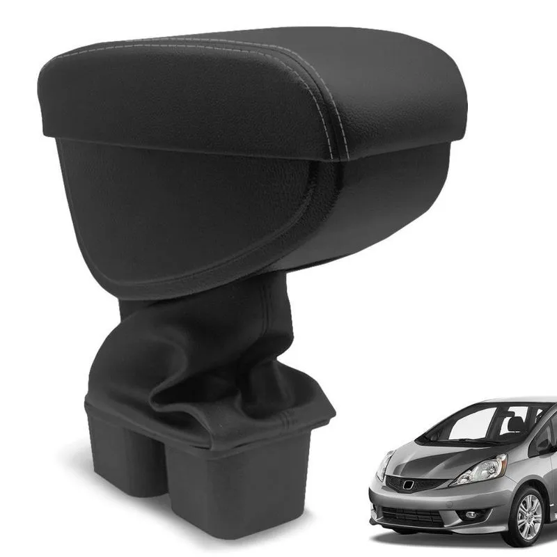 Apoio De Braço New Fit 2009 A 2014 Preto Linha Cinza Couro Sintético