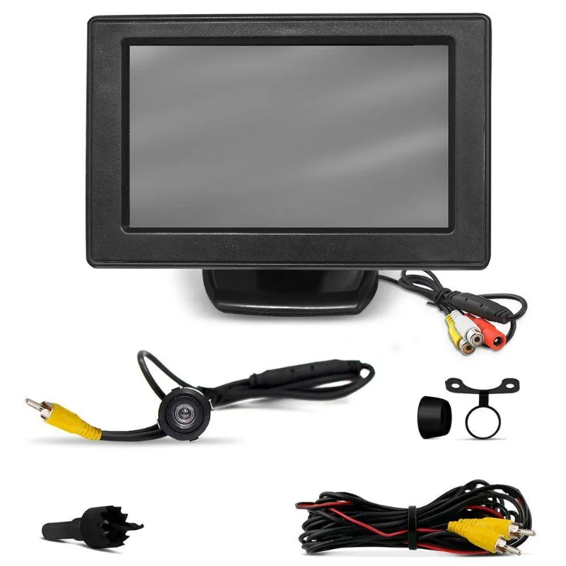 Tela Monitor 4.3 Lcd Portátil Automotivo Universal Com Câmera De Ré