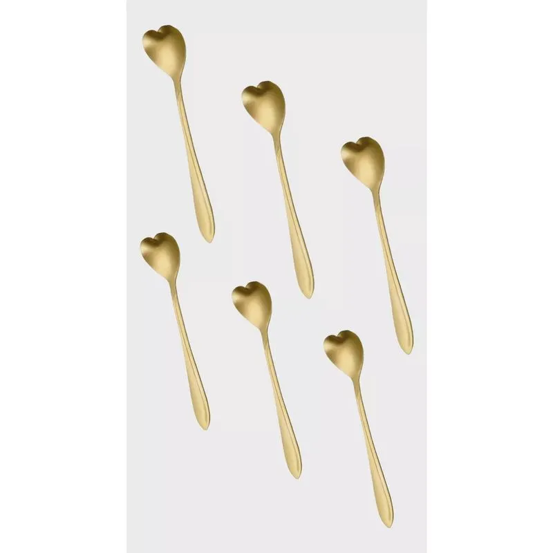 Conjunto 5 Colheres Aço Inox Para Chá Dourado