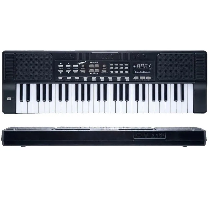 Teclado Musical Crianças Iniciantes Queens 54 Teclas Leds