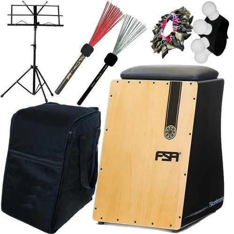 Kit Cajon Completo Elétrico Fsa Fca4510 Com Capa Canela Unha