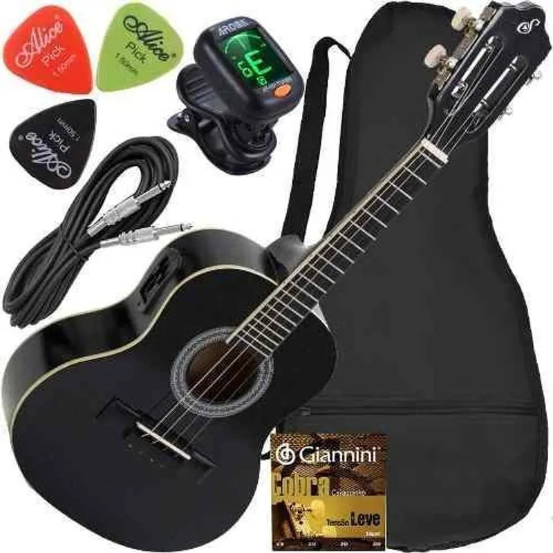 Kit Cavaco Giannini Eletroacústico Cs14 Bk Com Acessórios