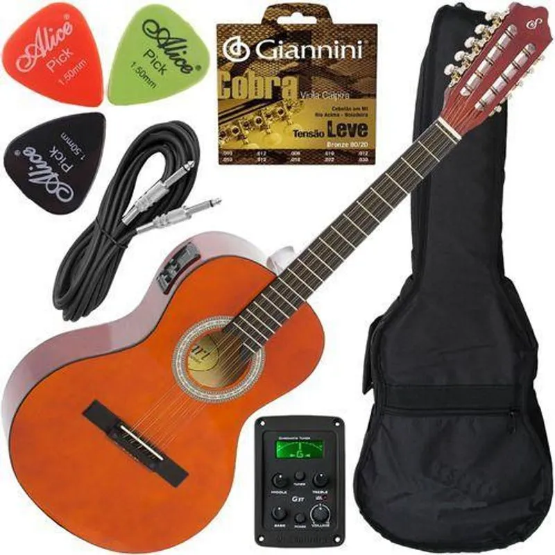 Kit Viola Eletroacústica Caipira Vs14eq Natural Giannini