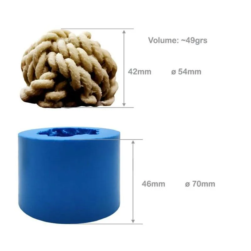 1 Peça Molde Velas Tricô Lã Diy Gesso Sabão Cor Azul Corda