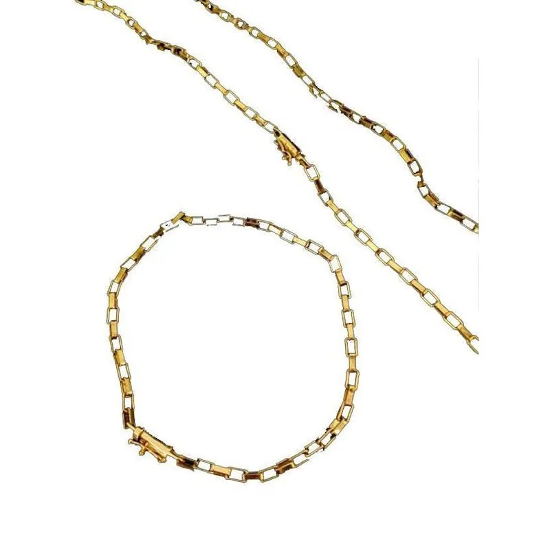 Corrente Com Pulseira Veneziana 4Mm Banhados A Ouro 18K