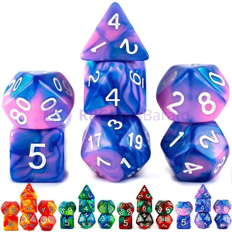 Conjunto 7 Dados Mesclados 3 Rpg