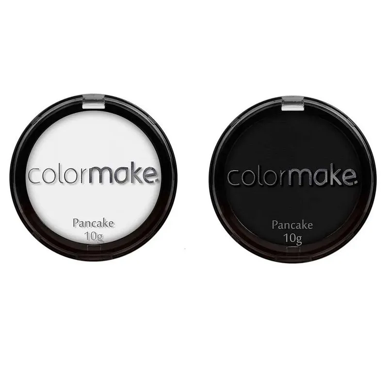 Kit 2 Pancake Preto e Branco Colormake 10g Maquiagem Halloween Cosplay