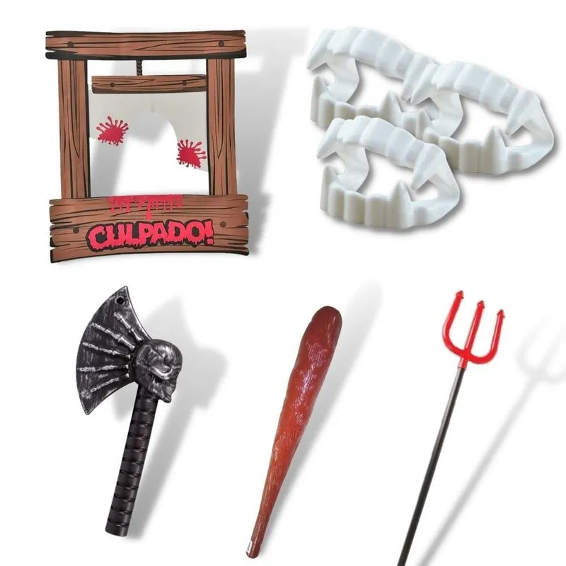Kit Decoração Para Halloween Moldura Para Fotos Com Acessórios