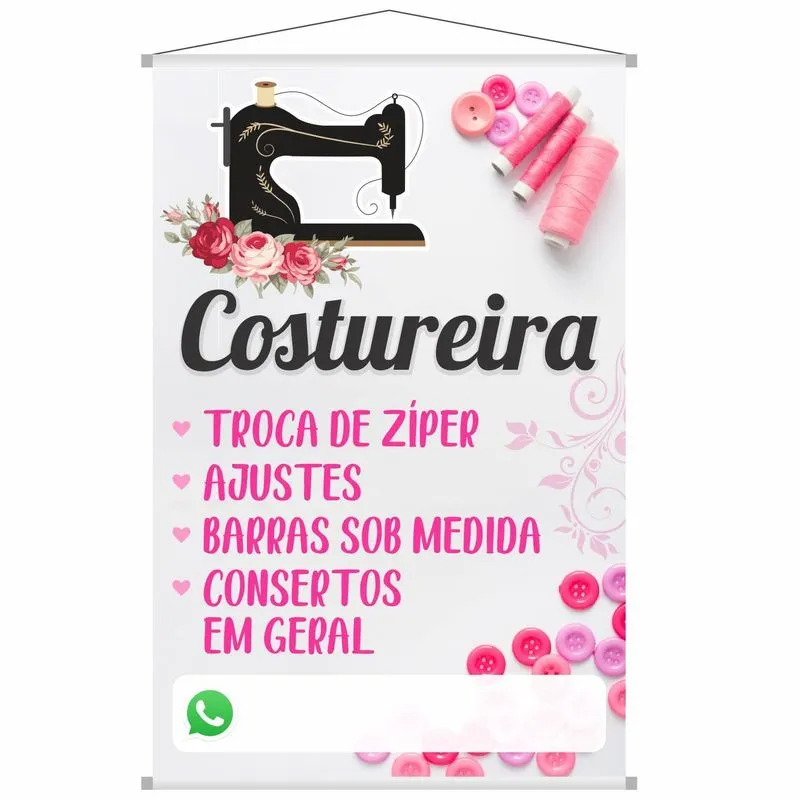 Banner Divulgação Costura Costureira 100x70cm