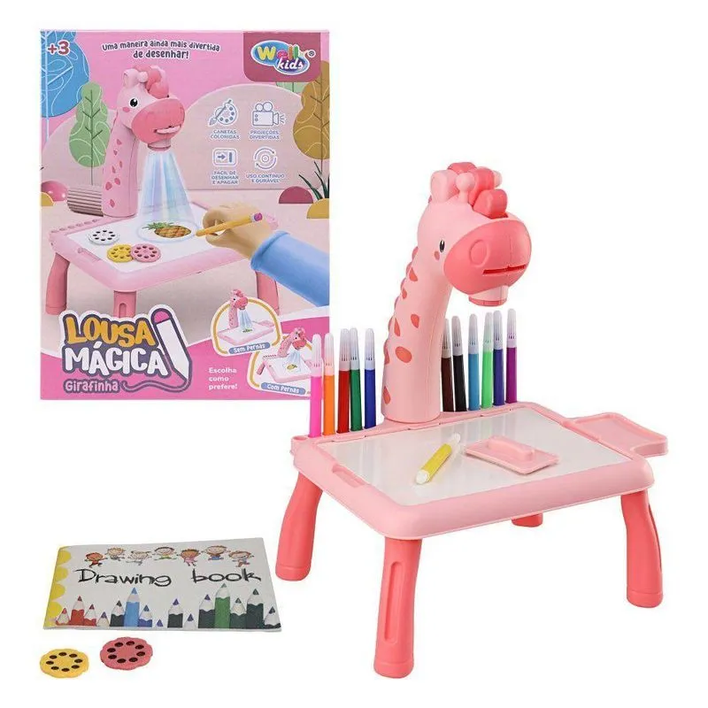 Mesinha Girafa Com Projetor Desenho Interativo Infantil Lousa Mágica