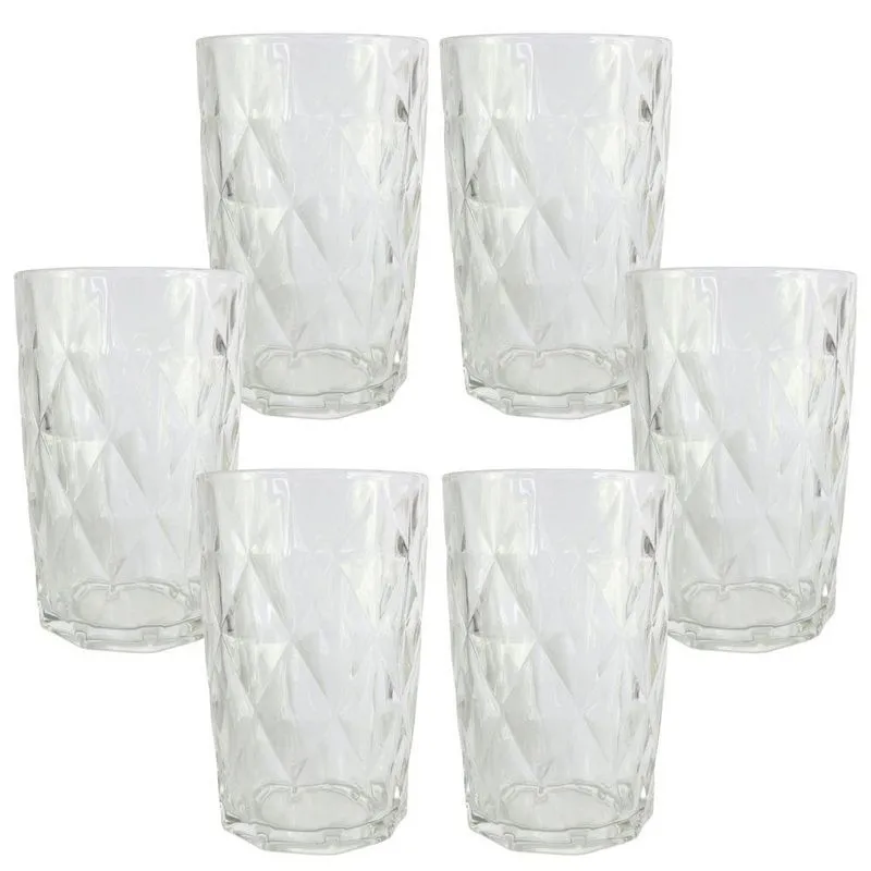 Conjunto 6 Copos De Vidro Grosso 370ml Kit Luxo Para água Suco E Drinks