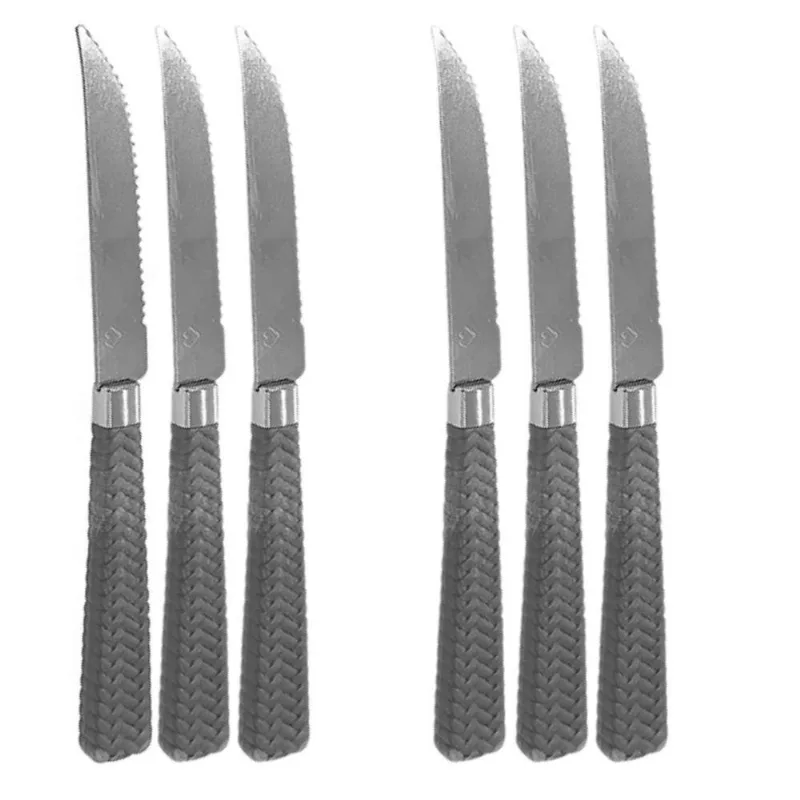 Conjunto 6 Facas Mesa Inox Cabo Preto Qualidade E Durabilidade