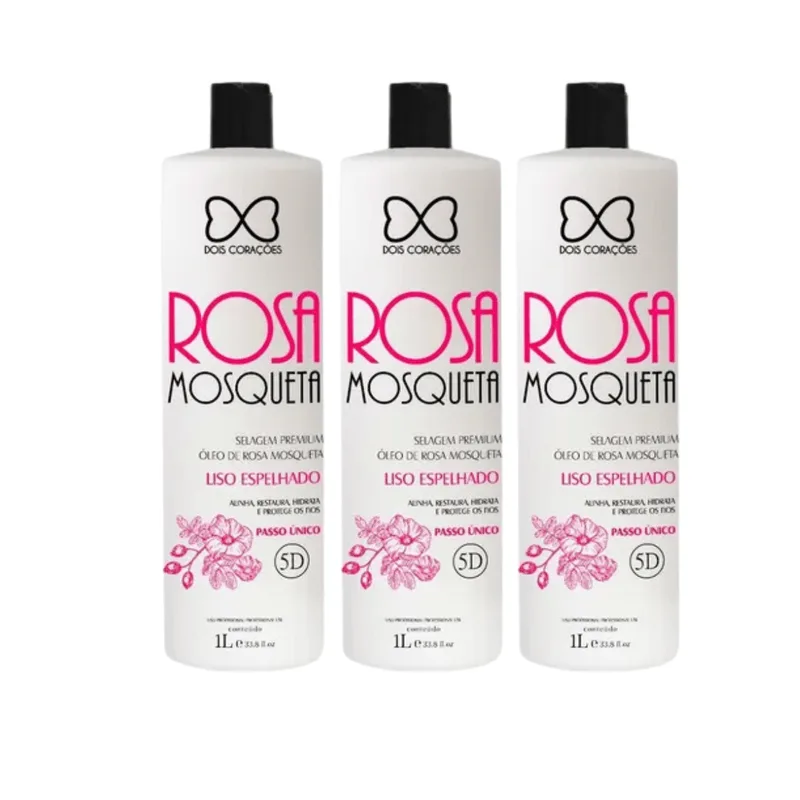 Kit C/3 Selagem Premiun Rosa Mosqueta Dois Corações 1l