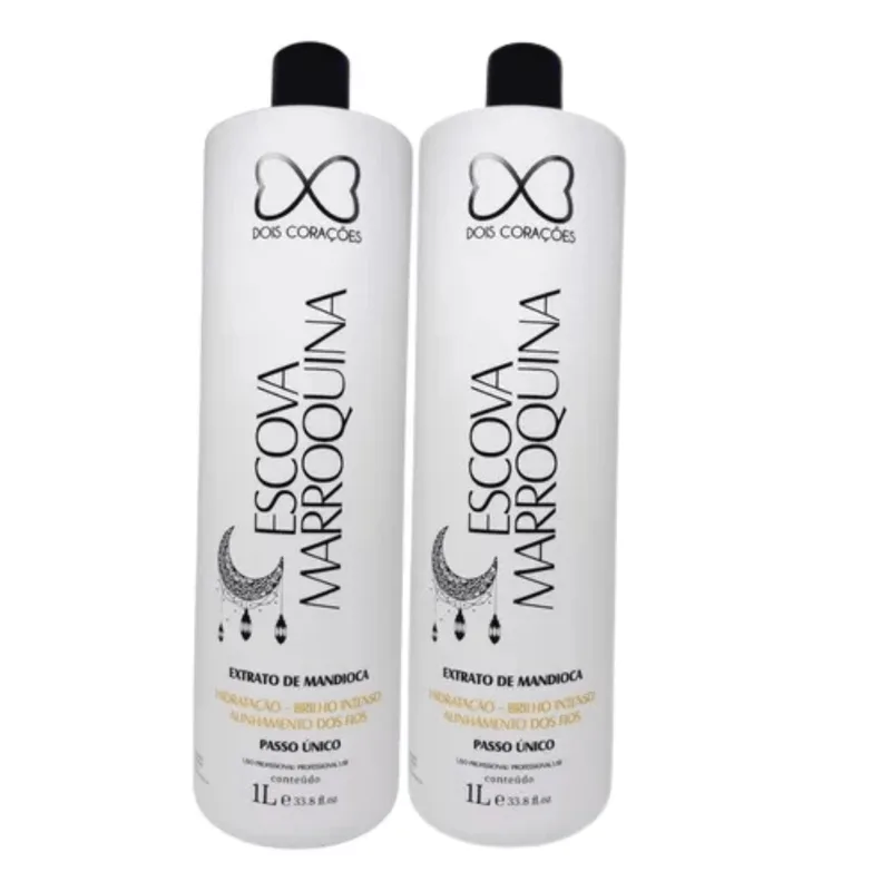 Kit C/2 Escova Marroquina Extrato De Mandioca Dois Corações 1l