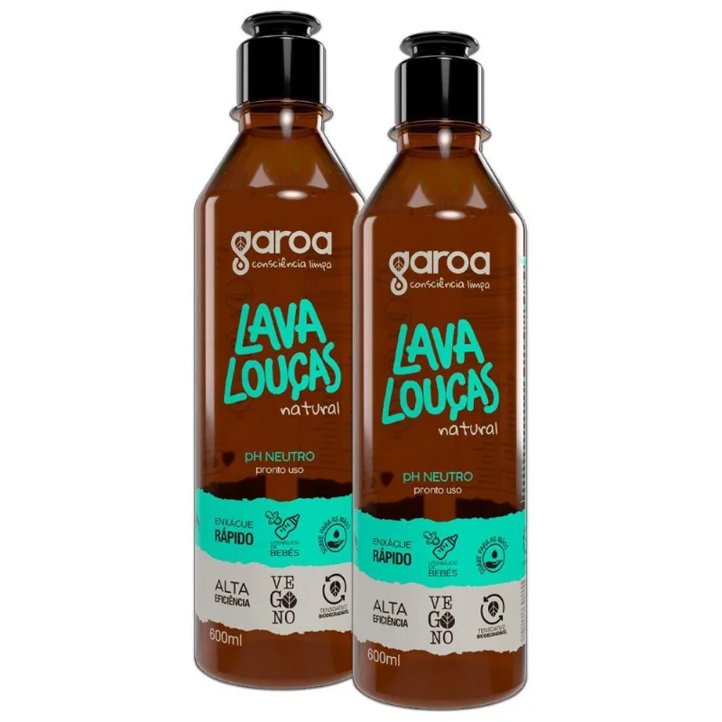 Lava Louças Natural Garoa 600ml - Ph Neutro (combo 2 Unid.)