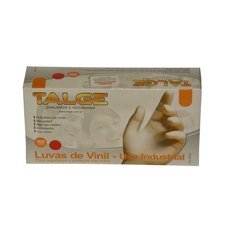 100 Luva Vinil Tamanho G Com Pó - Marca Talge (1pct)