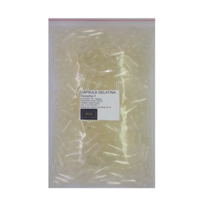 100 Cápsulas Cães E Gatos Gelatina Incolor Vazia N2 (250Mg)