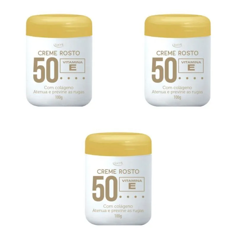 Creme Rosto Com Colágeno Vita E Rugas 50 Anos 3 Unidades
